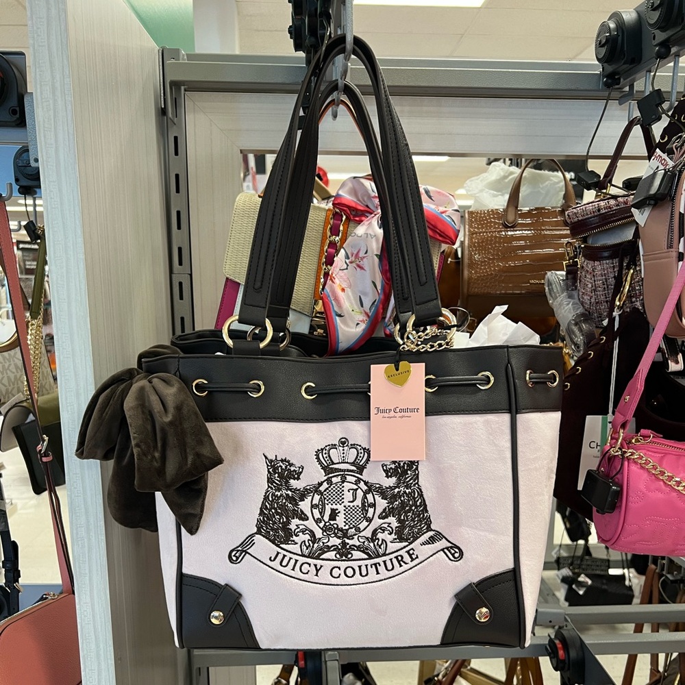 Juicy Couture Chiffon Pink & Brown Scottie Dogs Tote Women's Hand Bag